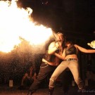 Fire Breathing and Fire Fans : Rayne Holt, Pockets Kerr. photo by Christina Cooke ( https://www.facebook.com/ChristinaCooke.Photos )